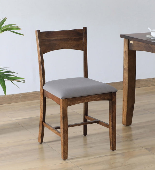 Basic Wood Dining Chair Teak Finish (Set Of 2)