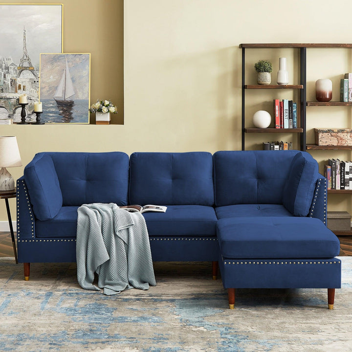 Orchid L Shape Sofa Blue